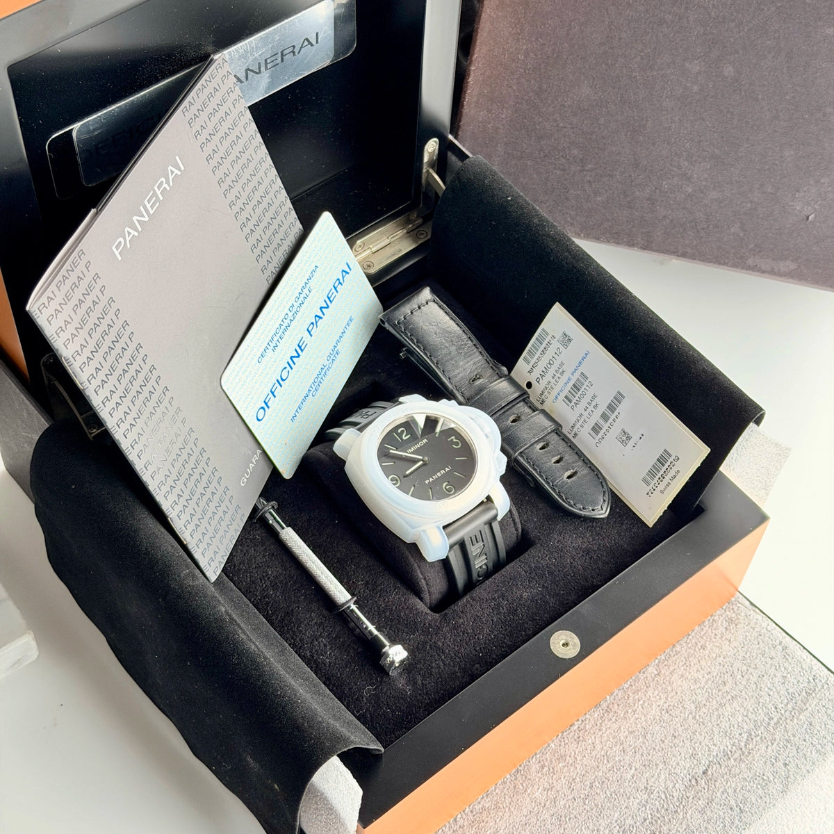 2012 Panerai Luminor Base PAM 00112 Black Papers