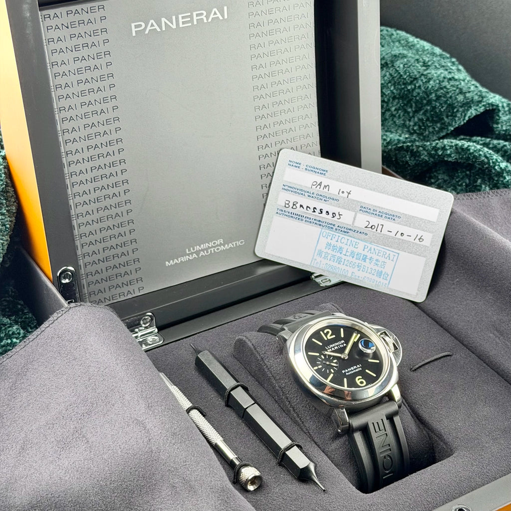 2017 Panerai Luminor Marina PAM00104 Black Arabic Complete 44mm