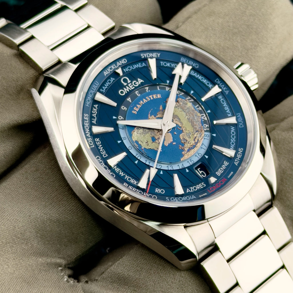 2024 Omega Seamaster Aqua Terra World Timer 220.10.43.22.03.001 Blue Complete 43mm